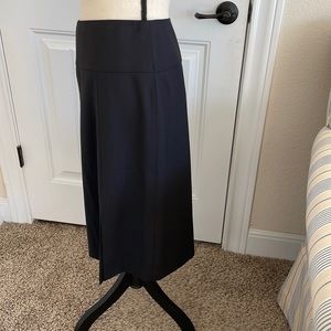 Banana Republic Wool Stretch Hi Waist Midi Pencil Skirt Black Pin Stripe…